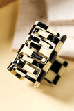 Black Checkerboard Print Hollowed Mini Square Claw Clip