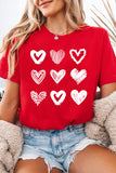 Red Diverse Heart Printed Crewneck Valentines Tee