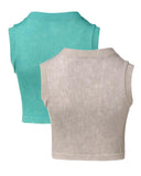 2 Pack Washed Seamless Sleeveless Rib Knit Crop Top