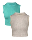 2 Pack Washed Seamless Sleeveless Rib Knit Crop Top