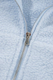 Beau Blue Cropped Sherpa Zip Up Hoodie