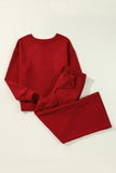 Red Dahlia Ultra Loose Textured 2pcs Slouchy Outfit