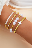 Gold Pearl Plated Alloy Multi Layer Stretch Bracelet