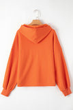 Orange Fleece Lined Half Zipper Kangaroo Pockets Loose Hoodie