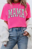 Rose Red Leopard MAMA Printed Crewneck Tee