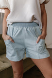 Beau Blue Light Wash Pocketed Wide Leg Denim Shorts