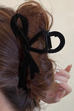 Black Bow Knot Velvet Large Hair Clip