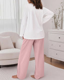 Floral Print Long Sleeve Top and Causal Pants Set