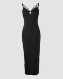 Casual Sleeveless Hollow Out Bodycon Dress Side High Slit Slim Fit Party Slip Dresses