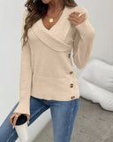 Shawl Collar Button Decor Knit Sweater