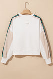 White Striped Color Block Exposed Seam Loose Active Sweatshirt