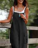 Spaghetti Strap Pocket Design Suspender Jumpsuit