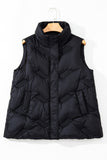 Black Quilted High Neck Zip Up Jacket Vest