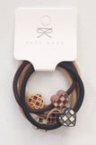 Camel 5pcs/set Checkered Heart Decor High Elastic Hair Tie