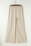 Apricot Loop Drawstring Casual Wide Leg Pants