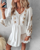 Floral Embroidery Tied Detail Casual Dress