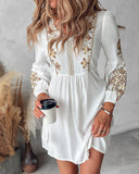 Floral Embroidery Tied Detail Casual Dress