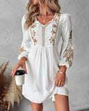 Floral Embroidery Tied Detail Casual Dress