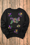 Black Sequin mardi gras Fleur de Lis Graphic Pullover Sweatshirt