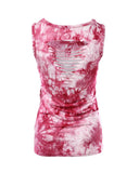 Tie Dye Print Heart letter Rhinestone Tank Top