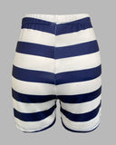 2 Pieces Outfit Anchor Print Round Neck Short Sleeve Casual Top and Striped Print Slim Fit Shorts Set