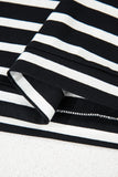 Black White Striped Short Sleeve Top and Shorts Set