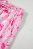 Pink Western Boots Printed Short 2pcs Lounge Set