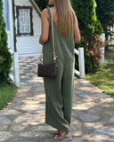Striped Print V Neck Shoulder Tied Detail Jumpsuit Casual Wide Leg Loose Fit Romper