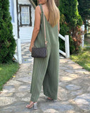 Striped Print V Neck Shoulder Tied Detail Jumpsuit Casual Wide Leg Loose Fit Romper