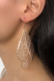 Gold Hollow Out Leaves Plated Alloy Hook Earrings