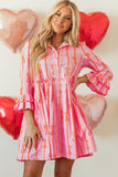 Rose Bow Tastic Clinched Waist Ruffled Plus Size Dress