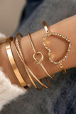 Gold Heart Knot Plated Multi Layer Open Cuff Bracelet Set