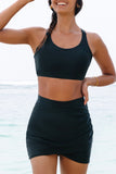 Black Crossover Bikini Tank and Skort Swimwear