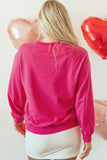 Strawberry Pink Cow & Sequin Double Heart Patch Graphic Sweatshirt