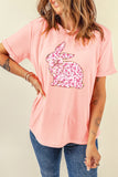 Pink Floral Bow Bunny Graphic Tee
