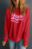 Red Love Printed Crewneck Valentines Pullover Sweatshirt