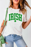 White IRISH Clover Glitter Printed St Patricks T Shirt