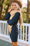 Khaki Bohemian Fringe Trim Textured Scarf