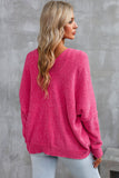 Rose Buttons Front Pocketed Sweater Cardigan