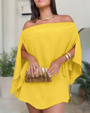 3 Pieces Off Shoulder Multi Ways Split Sleeve Casual Shorts Set (Without Belt)