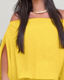 3 Pieces Off Shoulder Multi Ways Split Sleeve Casual Shorts Set