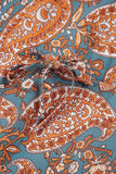 Orange Paisley Print Loose Fit Drawstring High Waist Mini Dress