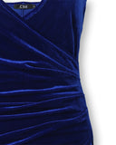 Irregular Wrap Velvet Bodycon Dress