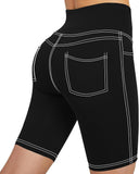 High Waist Yoga Gym Workout Running Shorts Butt Lifting Biker Shorts with Pockets