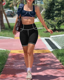 High Waist Yoga Gym Workout Running Shorts Butt Lifting Biker Shorts with Pockets