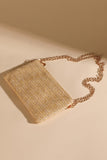 Oatmeal Straw Woven Zipper Chain Shoulder Bag