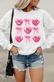 White Valentine Candy Heart & Bow Graphic Sweatshirt