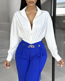 Ruched Buttoned Long Sleeve Bodysuit
