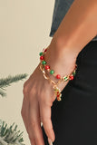 Gold Christmas Pendant Beaded Layered Bracelet Set