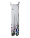 Floral Butterfly Print Csual Suspender Jumpsuit